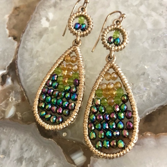 Handmade Iridescent Beaded Earrings-Boutique - Picture 3 of 5
